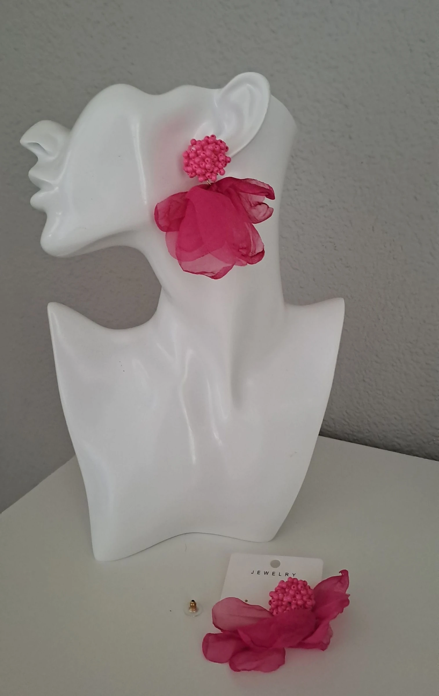 Brincos de chiffon fúcsia – photo 2